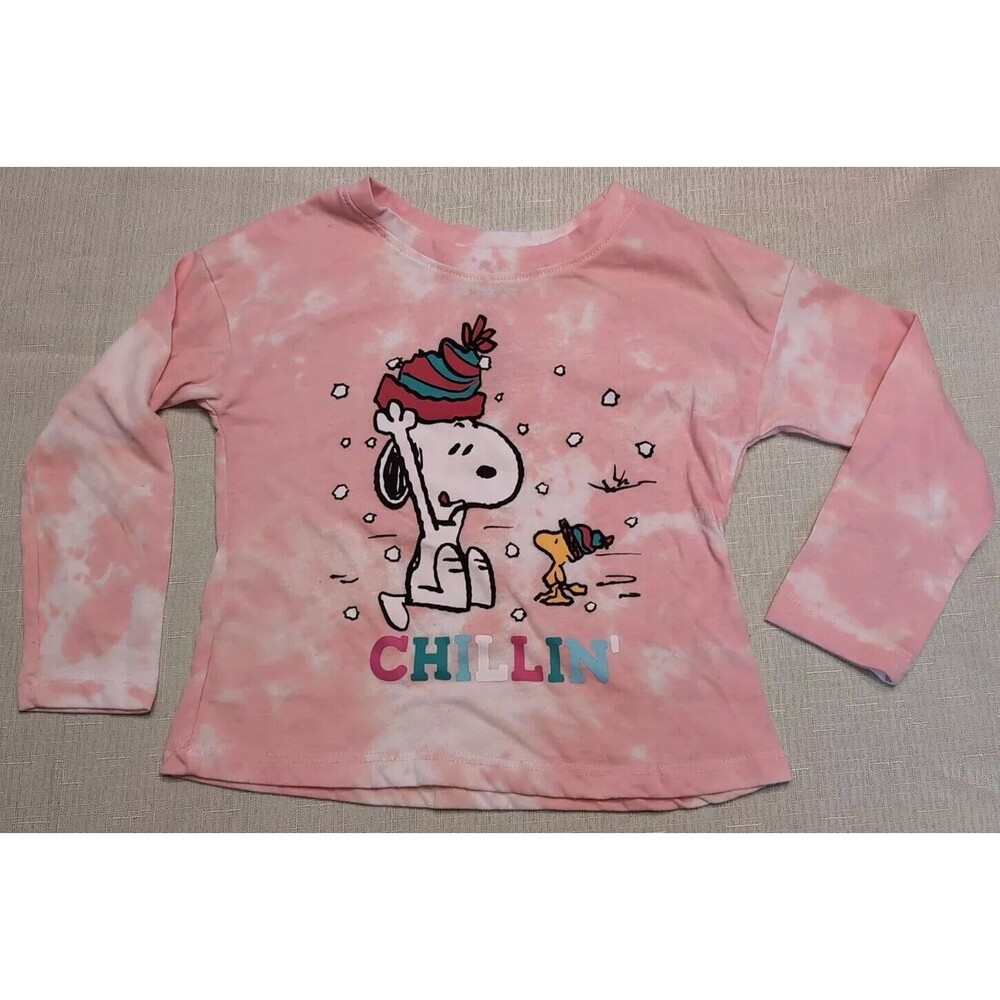 Cabana By Crown And Ivy Toddler Girls Size 4T Pink Tie Dye Peanuts Shirt Snoopy